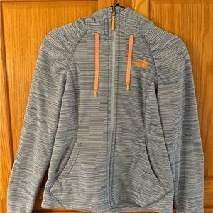 The North Face Striped Blue Jacket with Orange Details